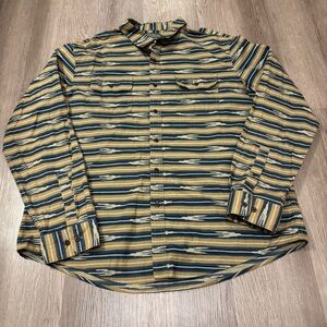 L.L. Bean Signature Aztec Stripe Slim Fit Button Down Men’s XL Slim Fit‎ Blue